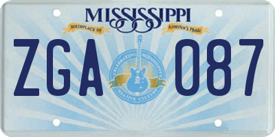 MS license plate ZGA087