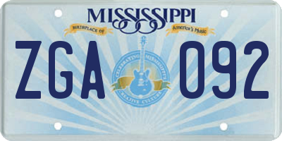MS license plate ZGA092