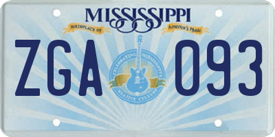 MS license plate ZGA093