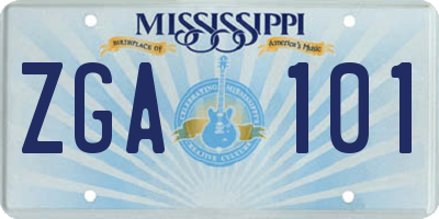 MS license plate ZGA101