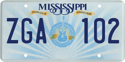 MS license plate ZGA102