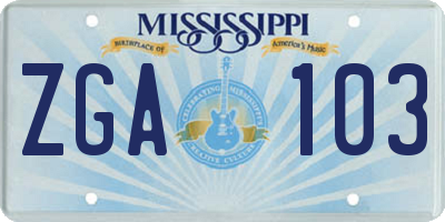 MS license plate ZGA103