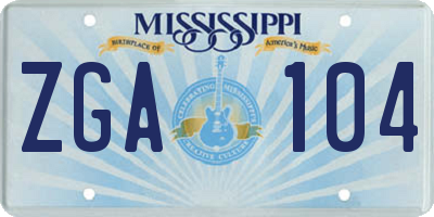 MS license plate ZGA104