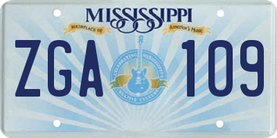 MS license plate ZGA109