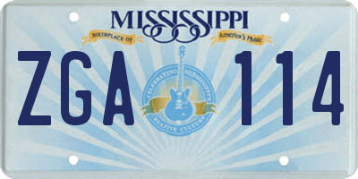 MS license plate ZGA114