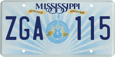 MS license plate ZGA115