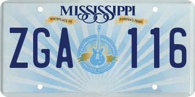 MS license plate ZGA116