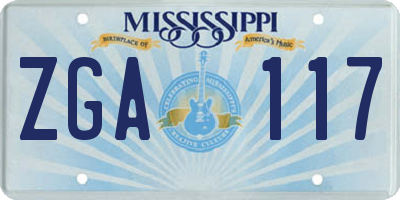 MS license plate ZGA117