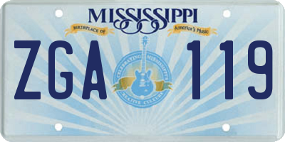 MS license plate ZGA119