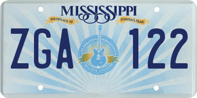 MS license plate ZGA122