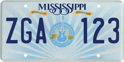 MS license plate ZGA123