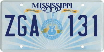 MS license plate ZGA131