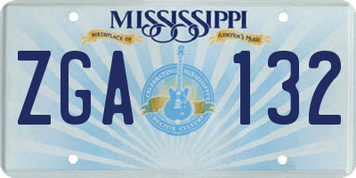 MS license plate ZGA132