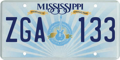 MS license plate ZGA133