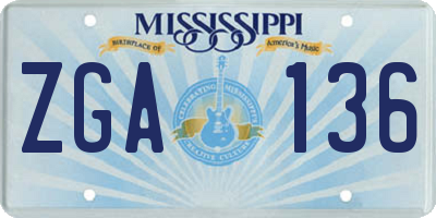 MS license plate ZGA136