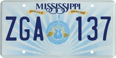 MS license plate ZGA137