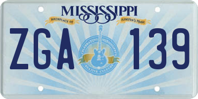 MS license plate ZGA139