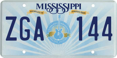 MS license plate ZGA144