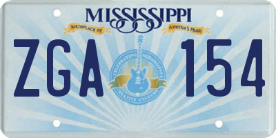 MS license plate ZGA154