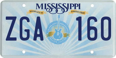 MS license plate ZGA160