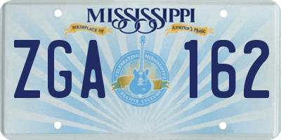 MS license plate ZGA162