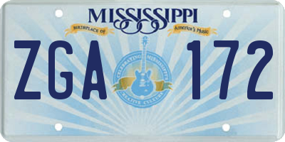 MS license plate ZGA172