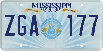 MS license plate ZGA177