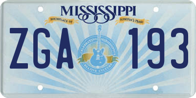 MS license plate ZGA193