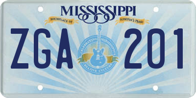 MS license plate ZGA201