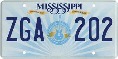 MS license plate ZGA202