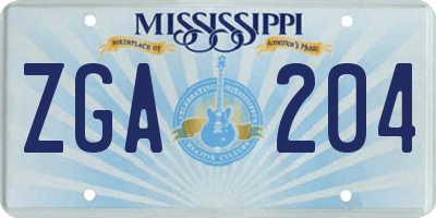 MS license plate ZGA204