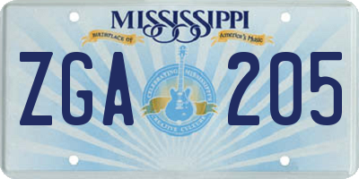 MS license plate ZGA205