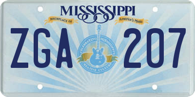 MS license plate ZGA207