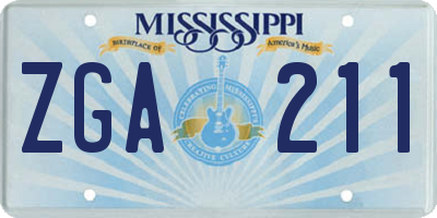 MS license plate ZGA211