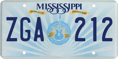 MS license plate ZGA212