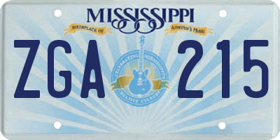 MS license plate ZGA215