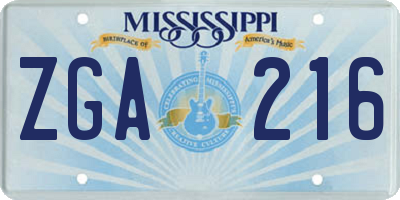 MS license plate ZGA216