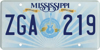 MS license plate ZGA219