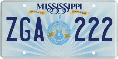 MS license plate ZGA222
