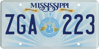MS license plate ZGA223