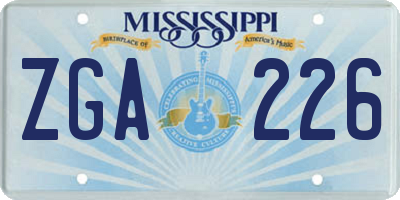 MS license plate ZGA226