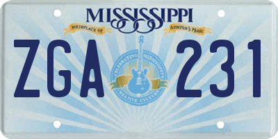 MS license plate ZGA231