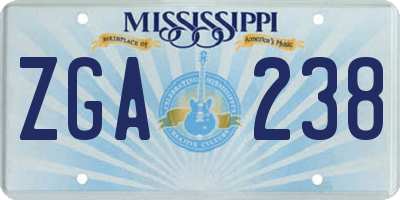 MS license plate ZGA238