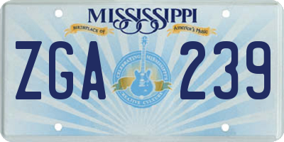 MS license plate ZGA239