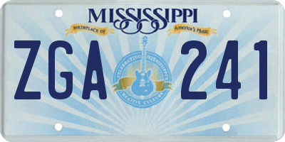 MS license plate ZGA241