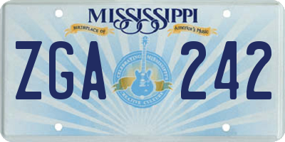 MS license plate ZGA242