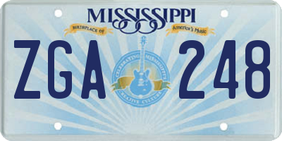 MS license plate ZGA248