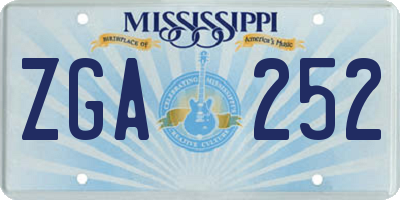 MS license plate ZGA252