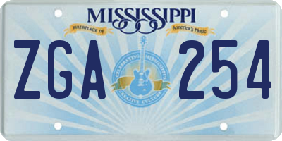 MS license plate ZGA254