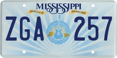 MS license plate ZGA257